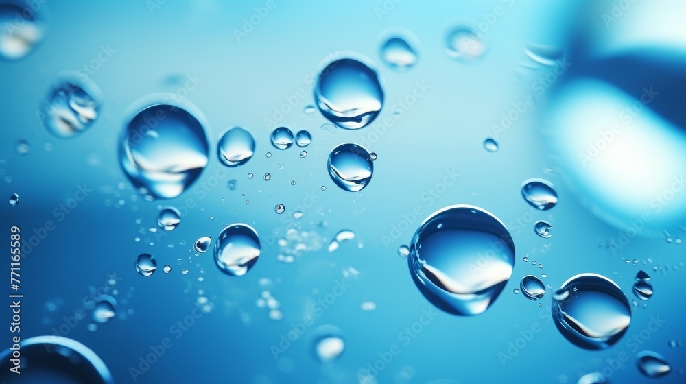 air bubbles in water macro background  blue background abstract bubbles in water  AI generated illustration