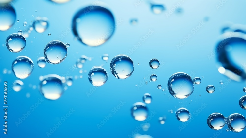 air bubbles in water macro background  blue background abstract bubbles in water AI generated illustration