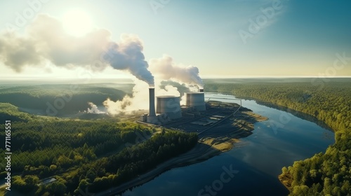 Aerial view of the Power station One of the most beautiful and eco friendly power plants in the world ESG green energy AI generated illustration