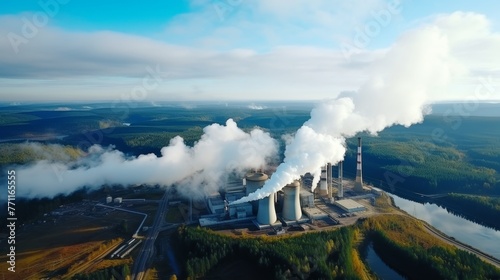 Aerial view of the Power station One of the most beautiful and eco friendly power plants in the world ESG green energy AI generated illustration