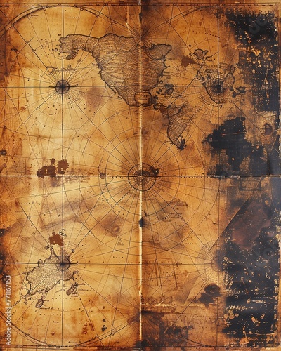 Old map textures, wide canvas, sepiatoned for an explorer s vintage wallpaper , cinematic