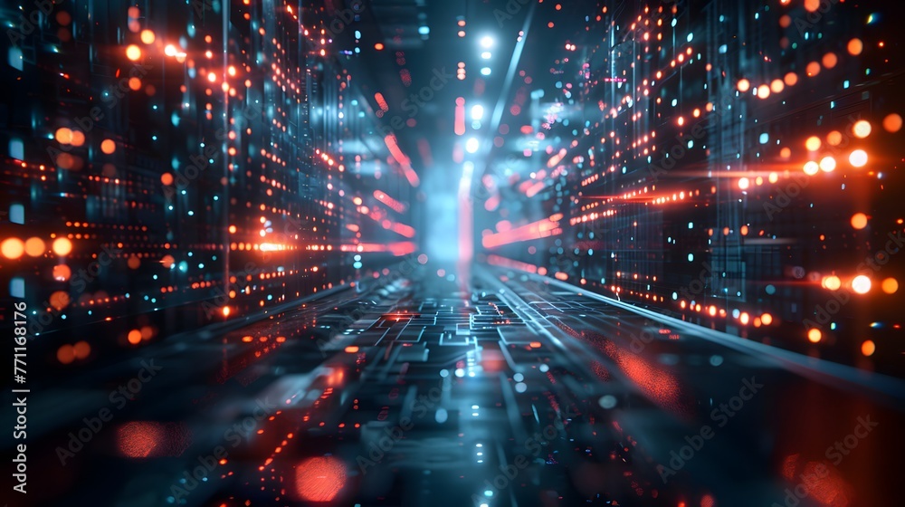 A dazzling display of red and blue digital data streams flowing through a virtual space, representing high-speed information transfer. A dazzling display of red and blue digital data streams flowing through a virtual space, representing high-speed information transfer.