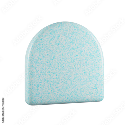 Round blue plastic shape isolated