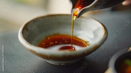 A moment before ponzu sauce meets the dish