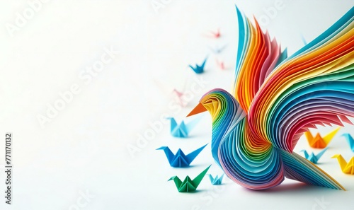  Colourful birds with abstract background Generative AI	 photo