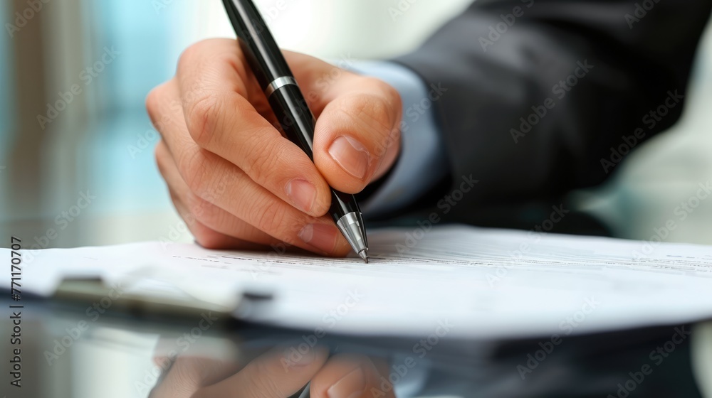 Professional businessman signing business contract with clarity Professional businessman signing business contract with clarity