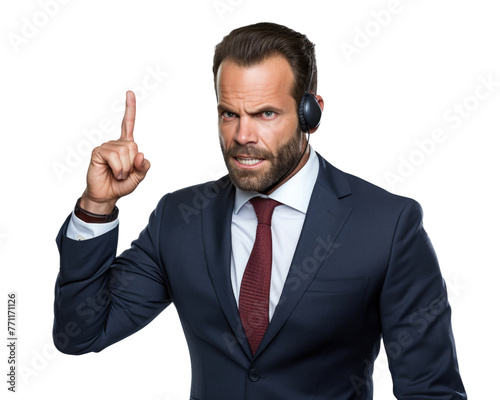 Business man with emotions and gesture transparent background