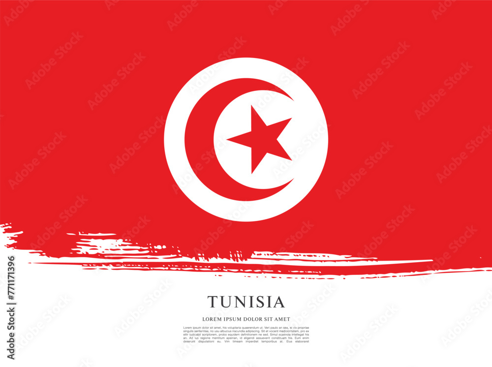 Fototapeta premium Flag of Tunisia, brush stroke background