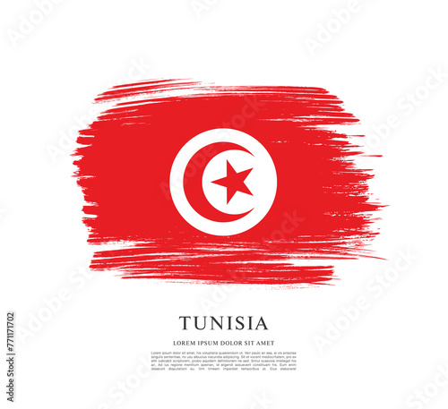 Flag of Tunisia, brush stroke background