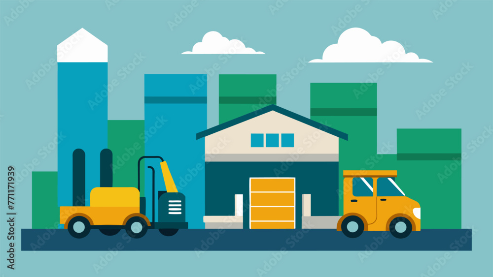 Naklejka premium The hum of electric forklifts can be heard throughout the warehouse as the factory switches from gaspowered equipment to electric alternatives