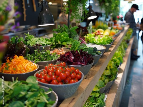 A salad bar designed as a farm-to-table experience