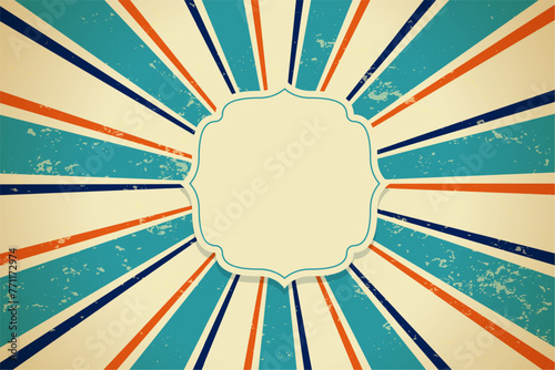 classic sunburst rays pattern background with empty frame