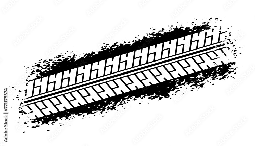 abstract tire mark imprint white background in grungy style