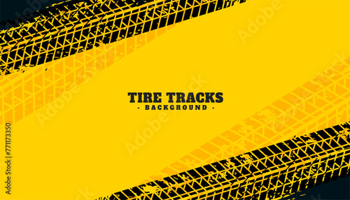 tire track yellow background with grungy effect