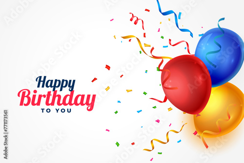 happy birthday party background with balloon and confetti decor
