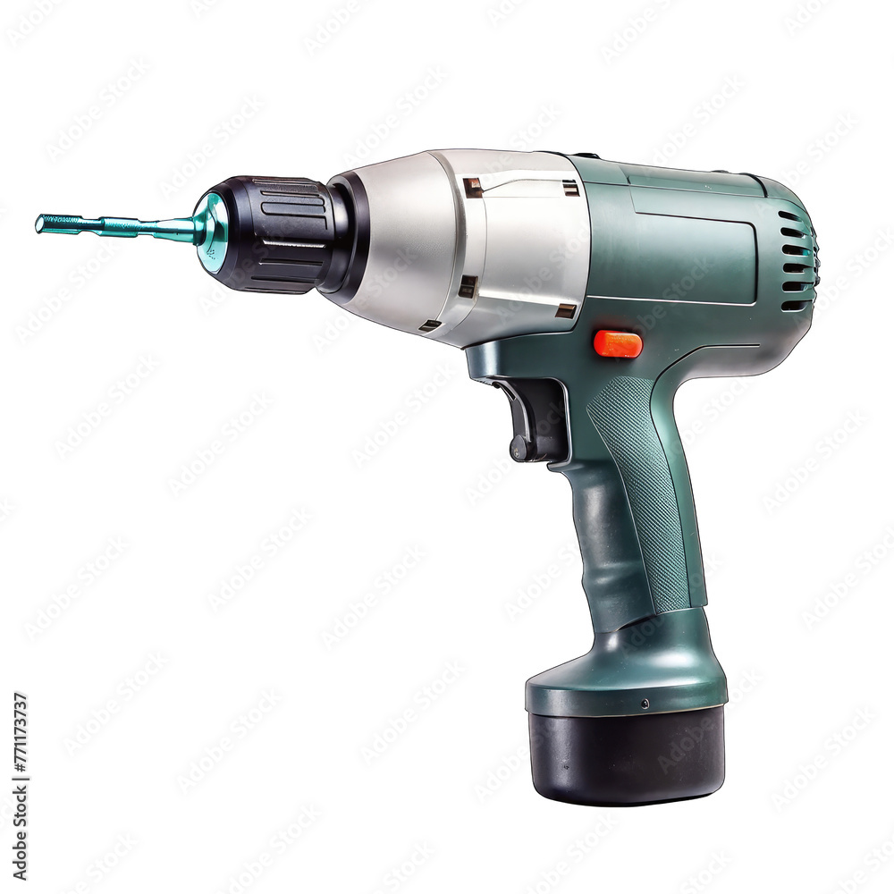 electric screwdriver drill on white isolated background