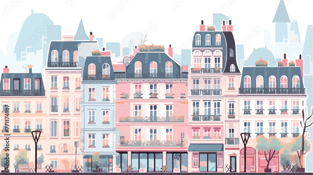 Paris city design flat cartoon vactor illustration