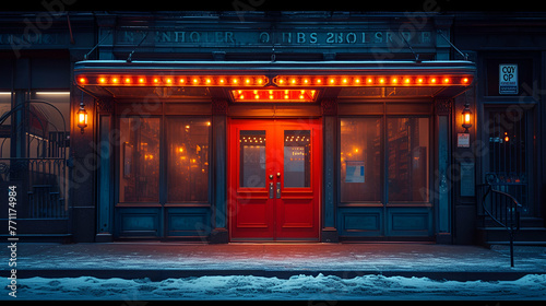 Storefront - neon lights - red door - bar - restaurant 