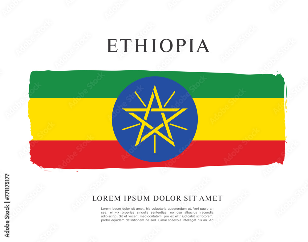Obraz premium Flag of Ethiopia, brush stroke background