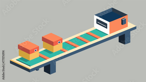 A detailed shot of a miniaturized conveyor belt system in a microfactory showcasing the spacesaving design and costeffective production