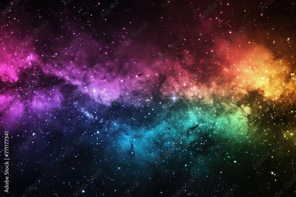 Naklejka premium Mesmerizing cosmic rainbow night skies