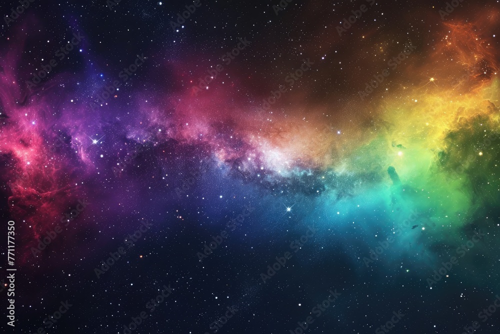 Enthralling rainbow colors in cosmic skies