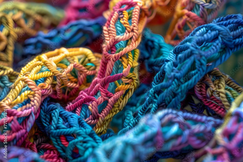 Intricate KB Crochet Stitch in Mid-Craft: A Detailed Depiction of Handiwork Artistry