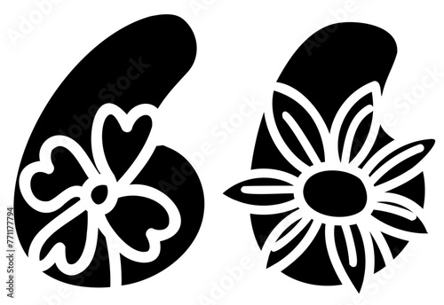 Left Double Quotation Mark fill alphabet letter handwritten font with flower decorative blossom nature