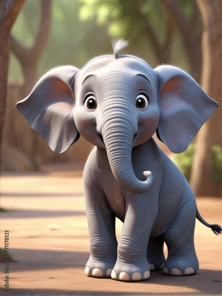 Cute elephant, Child-friendly cartoon style, fantasy style Cute elephant, Child-friendly cartoon style, fantasy style