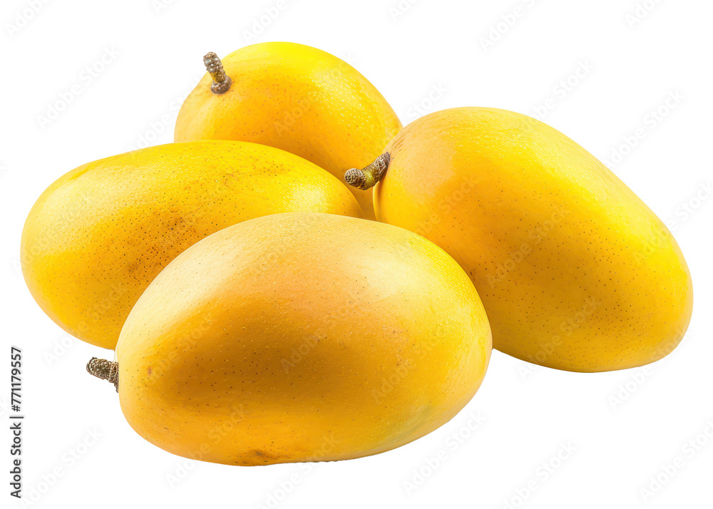 bunch of realistic mango fruit on transparent background