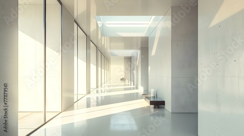 Modern white home interior corridor showcase