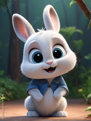 Cute rabbit, Child-friendly cartoon style, fantasy style