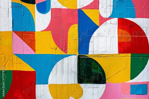 Abstract geometric pattern, playful shapes, primary colors, childlike wonder