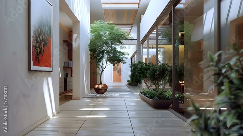 Modern home interior corridor showcase