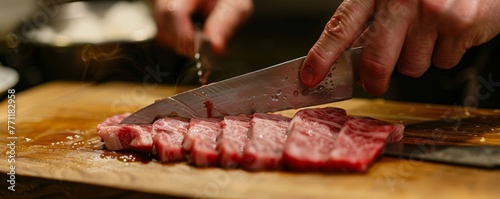 Slicing beef for shabu-shabu