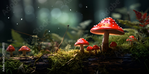 Poisonous wild mushroom in a forest generative ai