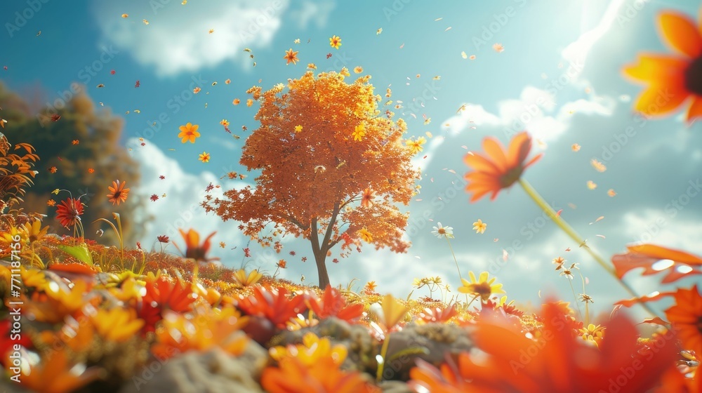 Engaging 3D animation showing the effect of changing seasons on allergies