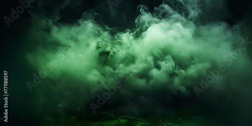 A green poisonous cloud of smoke, smog or gas. Vector illustration isolated on transparent background
