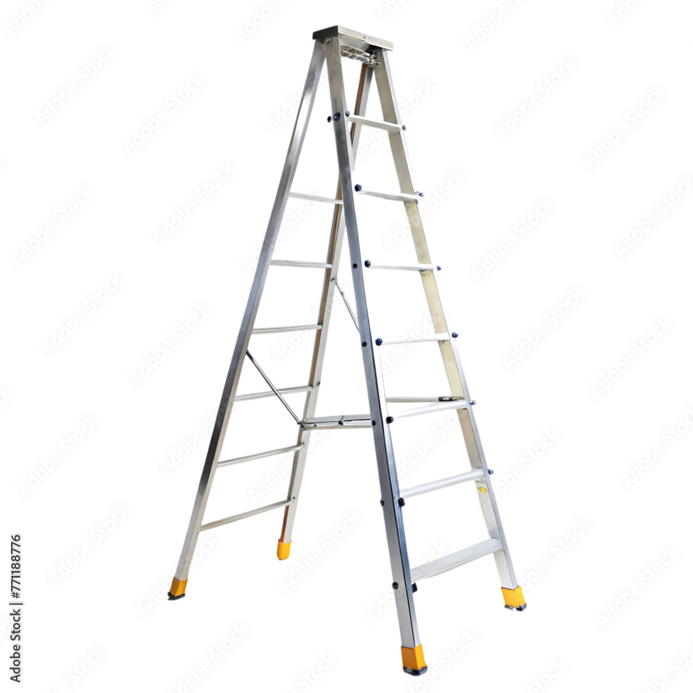 metal ladder in front and side view isolated on white background metal ladder in front and side view isolated on white background