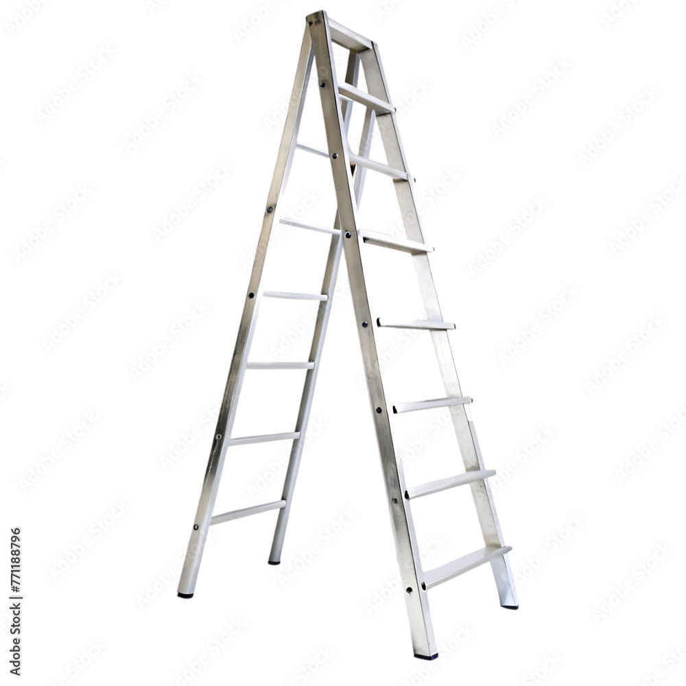 metal ladder in front and side view isolated on white background metal ladder in front and side view isolated on white background