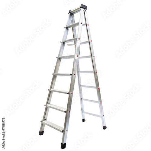 metal ladder in front and side view isolated on white background photo