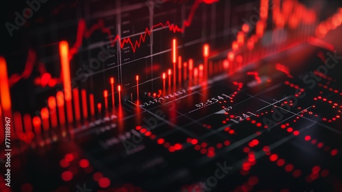closeup red black display lot lights displaying stock charts abstract creating soft stats graphical