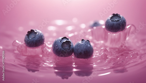 blueberries on a pink background