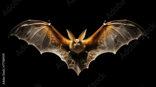 black bat with golden light on shoulders Echoes Habitat Zoology dark background photo