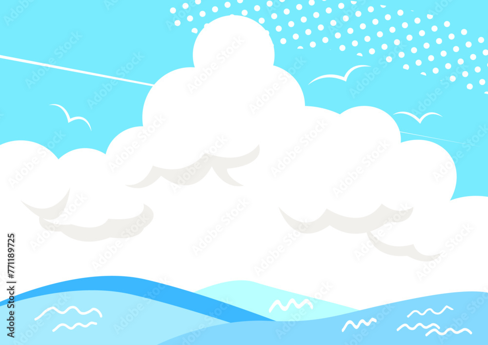 海と入道雲の背景素材