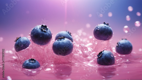 blueberries on a pink background