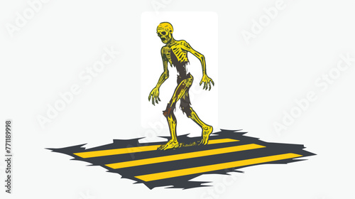 Yellow zombie crossing street metal sign symbol iso © iclute