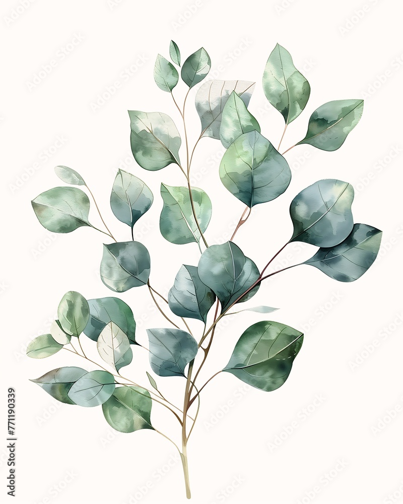 branch eucalyptus cute magnolia leaves stems had sales basil instead cottage diffuse sunlight - obrazy, fototapety, plakaty 