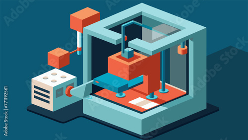 A detailed shot of a specialized 3D printer in action with a small footprint and costefficient materials highlighting the potential for reduced