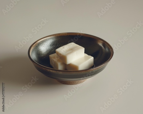The stark beauty of tofu showcased in a minimalist setting